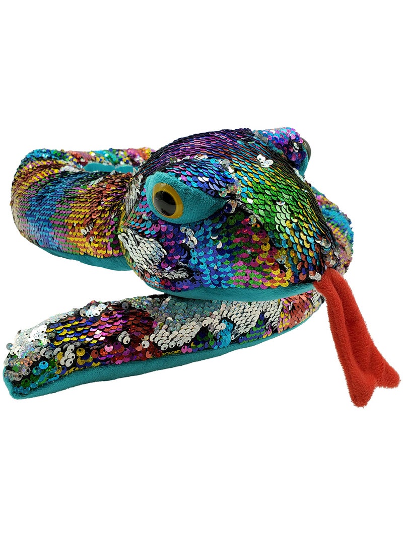 LMC Products Rainbow Flip Sequin Stuffed Snake - Reversible Sequin Pet Snake Stuffed Animal - Giant 60 inches Long - Image 1